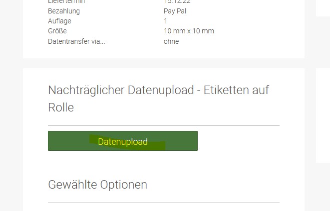 Datenupload im Kundenkonto