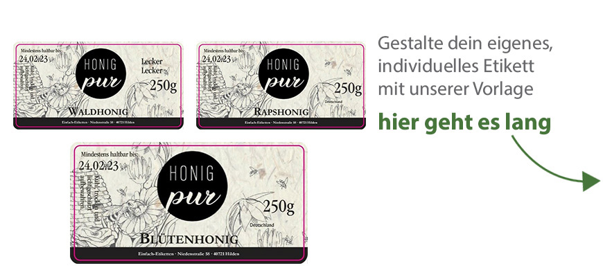 Eckiges Etikett Honig Büttenpapier 080-040