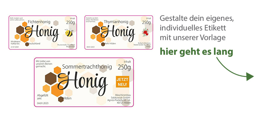 Eckiges Etikett Honig orangene Waben 080-040