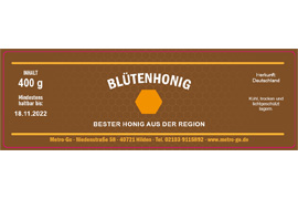 Eckiges Etikett Honigwaben braun 140-046