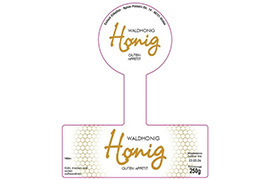 Siegeletikett Honig weiß mit Gold 150-125