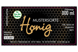 Eckiges Etikett Honig edel mit Gold 080-040