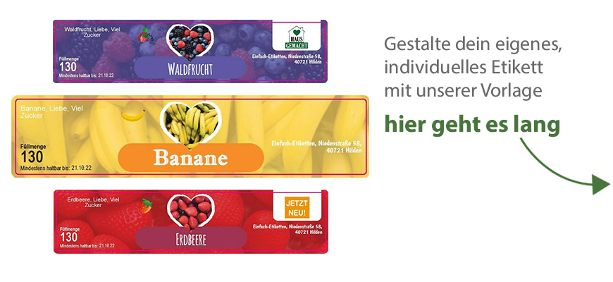 Eckiges Etikett Marmelade Herz 120-026 mit/ohne Logo