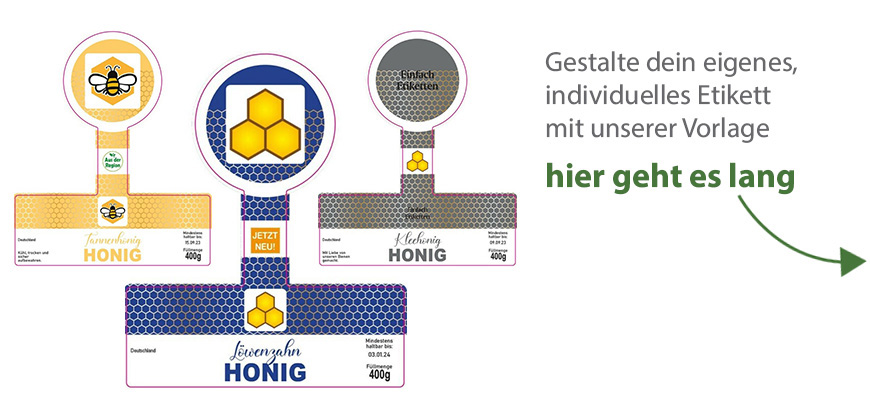 Siegeletikett Honig Farbe mit Gold 150-125 mit/ohne Logo