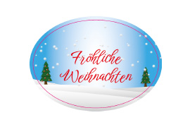 Ovales Etikett fallender Schnee 055-038,5