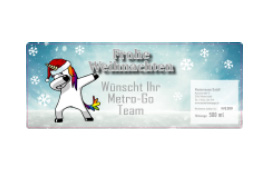 Eckiges Etikett Weihnachtseinhorn 185-073