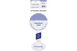 Siegel- und Rückenetikett Karomuster 169-080 WECK mit/ohne Logo