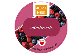 Rundes Etikett Marmelade diagonal 70mm mit/ohne Logo