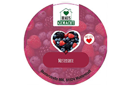 Rundes Etikett Marmelade Herz 70mm mit/ohne Logo
