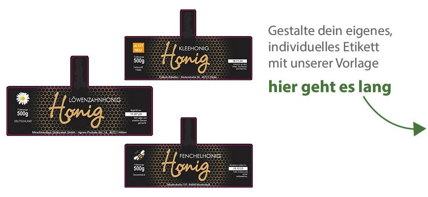 Siegeletikett Honig edel mit Gold 140-076