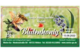 Eckiges Etikett Honig Blumenwiese 080-040