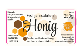 Eckiges Etikett Honig orangene Waben 080-040