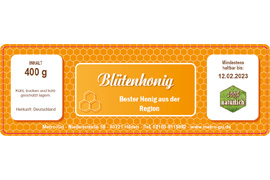 Eckiges Etikett Honigwaben orange 140-046