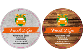 Rundes Etikett Bildhintergrund ToGo 70mm mit/ohne Logo