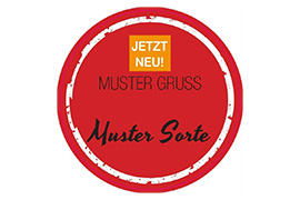 Rundes Etikett Grußtext mit Icon 70mm