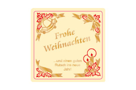 Eckiges Etikett goldene Glocken 034-034