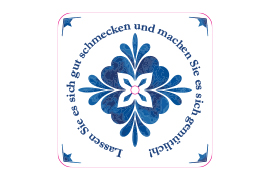 LED-Untersetzer Quadrat 'Blaues Ornament'