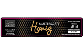 Eckiges Etikett Honig edel mit Gold 120-026