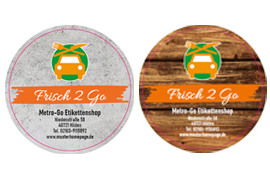 Rundes Etikett Bildhintergrund ToGo 50mm mit/ohne Logo
